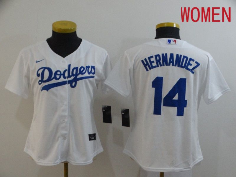 Women Los Angeles Dodgers #14 Hernandez White Nike Game MLB Jerseys->toronto blue jays->MLB Jersey